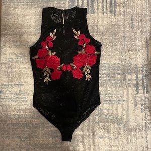 Black Lace Bodysuit - Brand New
